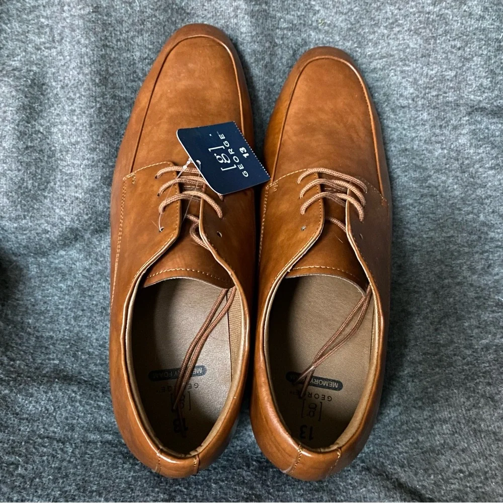 George Shoes Mens Size 13 Oxford Lace-Up Design Brown‎ Dress Shoes New